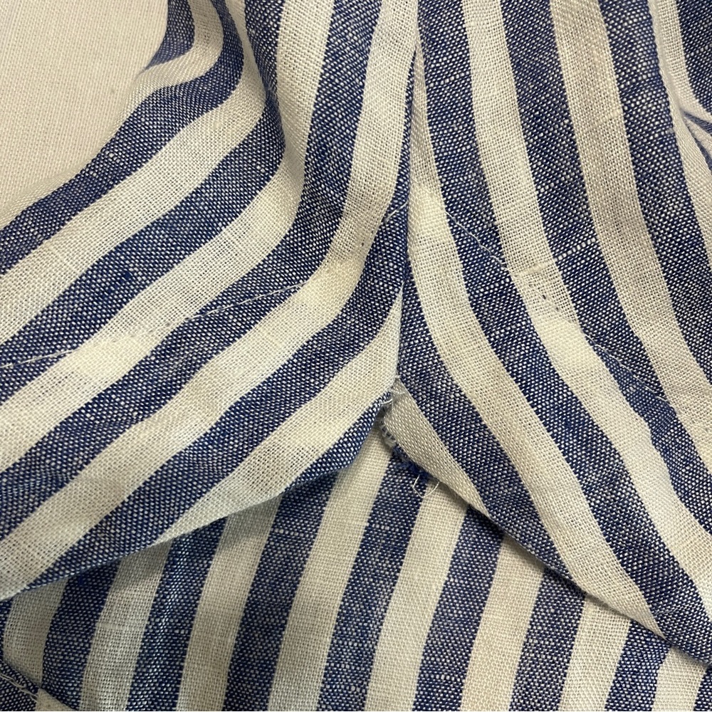 Boho Chic Blue and White Button Down 100% Linen Top size M - Picture 11 of 11